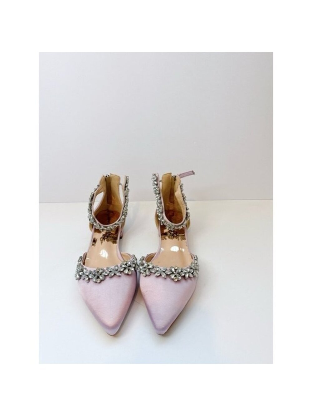 Size 7 Pink Purple Satin Rhinestone Sandals| Pointed Toe Embellished Shoes